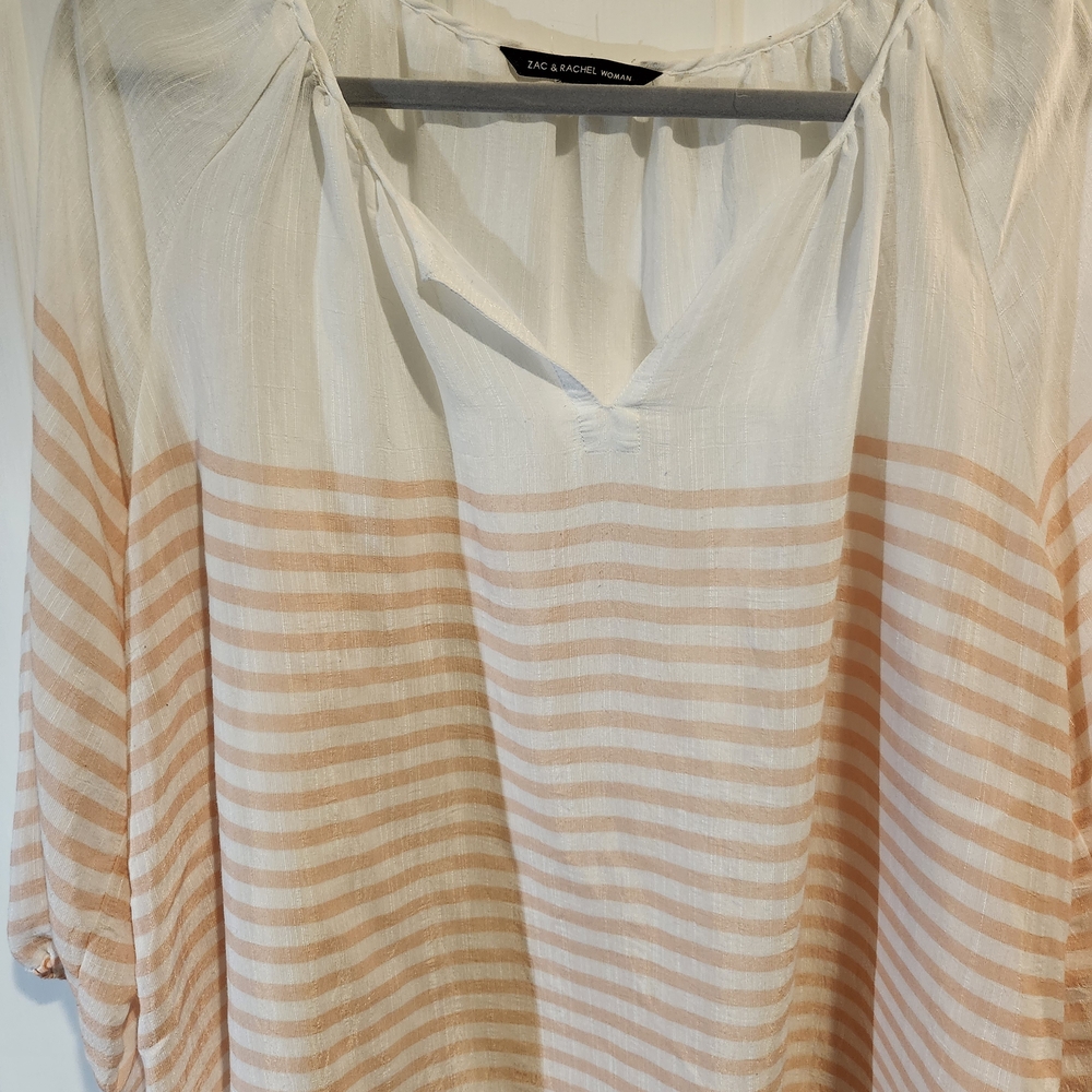 Zac & Rachel Women's Striped White and Tan Top